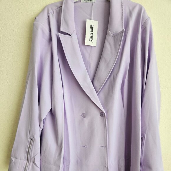 NWT SAINT GENIES LILAC Office OccassionTrench Coat Blazer Zipper Cuff Dress 28 - Picture 10 of 10